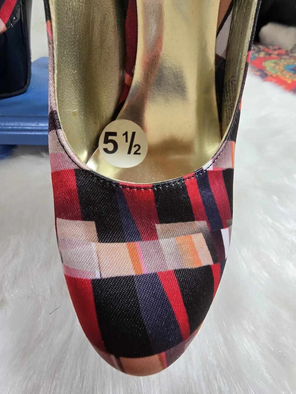 Carlos by Carlos Santana Satin Multi-Color Plaid Platform Pumps